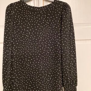 Loft Black and White Polka Dot Blouse With Size M